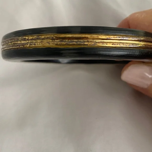 Alexis Bittar Black and Gold Accent Bangle - Picture 2 of 5